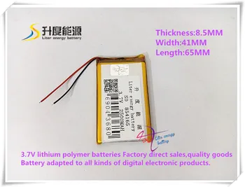 3.7 V 2500mAh 854165 polimer lityum iyon batarya li-ion pil tablet pc için güç bankası cep telefon hoparlörü