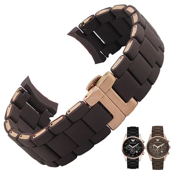 Silikon Paslanmaz Çelik Watchband AR5905 AR5920 AR5890 AR5891 AR5889 saat kayışı 20mm 23mm Siyah Kahverengi Erkek Kadın Bilezik