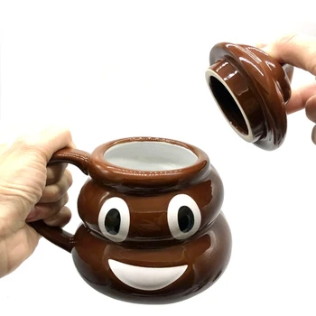 Yaratıcı Gülümseme Poop Kupa Çay Kahve Fincanı Karikatür Komik Mizah Hediye 3D Kazık Poop Kupalar Grip Bölümü İle Kapak Çay Ofis Fincan Drinkware