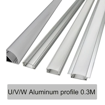 2-5 adet Channeles 30 cm U V YW tarzı şekilli, alüminyum profil difüzör sütlü kapak için 220 V 12MM optik LED şeritler kapalı ışık