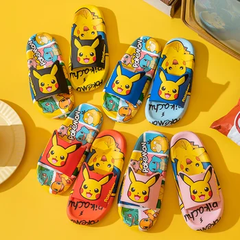 Anime Pokemon Sevimli Pikachu Squirtle Terlik Sandalet Flip Flop banyo terlikleri Anime Kawaii Ev Yaz Ayakkabı Çocuklar Hediyeler