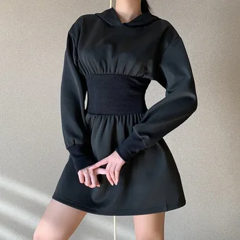 2022 Zarif O Boyun Sparkle evaze elbise Bayan Seksi Uzun Kollu Mini Elbise Moda Kadınlar Glitter Parti Elbise WD076