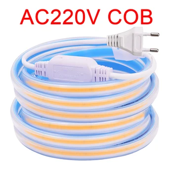220V COB LED şerit ışık su geçirmez 280LED / m süper parlak lineer aydınlatma CRI 90 Led bant 1m 5m 10m 20m 50m 100m 200m 300m Yeni