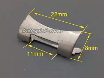 Rolamy 22mm Yeni Paslanmaz Çelik gümüş saat Bandı Bilezik tüm fırçalanmış Kavisli uç Parçaları için 2 adet kayış
