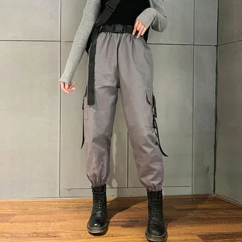 Yeni Moda Kargo Pantolon Kadın Hip Hop Pantolon Tokaları Bel Pantolon Kadın Harajuku Sokak Tarzı Günlük Yaz rahat giyim