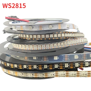 WS2815 WS2812B WS2811 LED ışık şeridi 5050 lamba yuvası neon burcu akıllı piksel adreslenebilir çift sinyal RGB tam renkli LED şerit