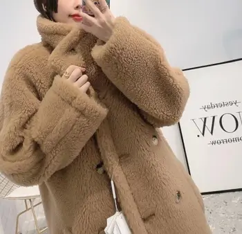kadın yüksek kalite camle yün kış kadın kısa ceket için küçük boyutu kısa teddy bear ceket kalınlaştırmak sıcak kaşmir palto 4.