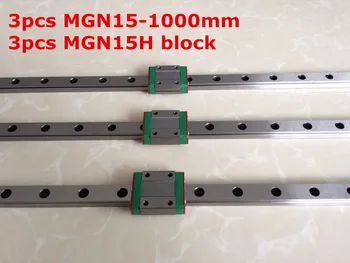 3 adet MGN15-1000mm lineer ray + 3 adet MGN15H uzun tip taşıma