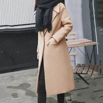 Aşınmaya dayanıklı Şık Turn-aşağı Yaka Sonbahar Ceket Çentik Yaka Kadın kışlık palto Düz Renk Arkadaş için