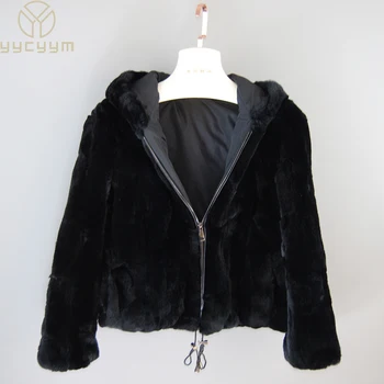 2022 Yeni Moda Kadınlar Kış sıcak Yumuşak Gerçek Rex Tavşan Kürk kapüşonlu ceket Rex Tavşan Kürk Ceket Gerçek Rex Tavşan Kürk Hood Palto