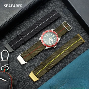 Örgü Vintage Naylon Watchband Tudor Rolex Seiko Paraşüt Paketi saat kayışı erkek Elastik 20 / 22mm