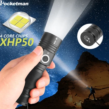 8000LM XHP50 LED el feneri USB şarj edilebilir el feneri zumlanabilir Torch su geçirmez Torch manyetik kuyruk el feneri çalışma ışığı