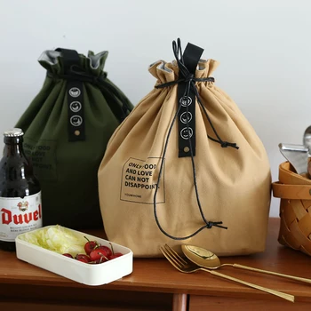 Tuval Öğle Yemeği Çantası Bento Kutusu Çanta Açık Taşınabilir Piknik yemek kutusu Okul Taze Tutmak gıda saklama kutusu saklama çantası