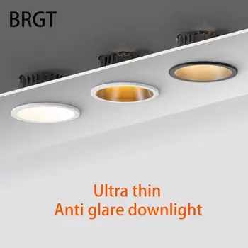 BRGT LED Downlight Ultra İnce Parlama Önleyici 5W7W Gömme Tavan Lambası Alüminyum Spot ışıkları Mutfak Oturma Odası İçin iç mekan aydınlatması