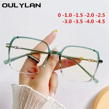 Oulylan-1.0 1.5 2.0 2.5 To-4.5 Bitmiş Miyopi Gözlük Kadınlar Yeşil Şeffaf Kare Shortsighted Gözlük Erkekler Bilgisayar Gözlükleri