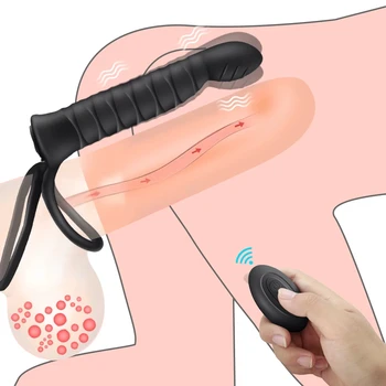 10 Frekans Çift Penetrasyon Anal Plug Yapay Penis Butt Plug Vibratör Erkekler İçin Penis Üzerinde Kayış Vajina Fiş Yetişkin Seks çiftler için oyuncaklar