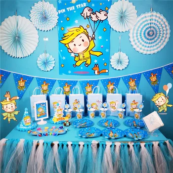 Küçük Prens Tema Parti Dekorasyon Sofra Kağıt Bardak Tabak Şapka Afiş hediye keseleri Bebek Duş Çocuklar Doğum Günü Partisi Malzemeleri