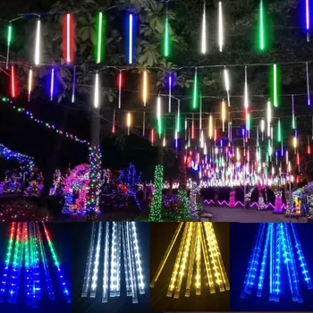 8 Tüp Meteor Duş Yağmur LED Dize İşıklar Garland Noel Dekorasyon Ev Odası için Açık Sokak Peri İşık Yeni Yıl Dekor