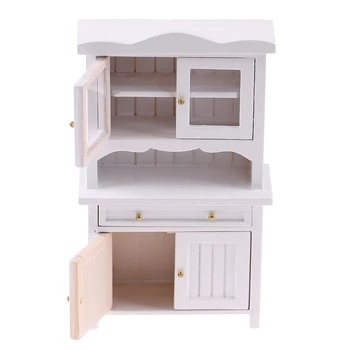 1 Adet 1: 12 Evcilik Minyatür Beyaz Dolap Bebek Evi Mutfak Oturma Odası Mobilya Aksesuarları
