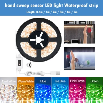 USB 5V şerit lamba El Süpürme Sensörü LED Su Geçirmez bant ışık Çubuğu Ev Yatak Odası Mutfak Dolap Dekorasyon