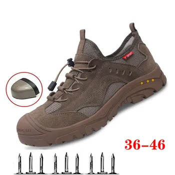 Yaz iş çizmeleri Güvenlik Çelik burunlu Ayakkabı Erkekler Nefes Anti-Smash İnşaat Çelik burun Yıkılmaz iş ayakkabısı Sıcak Satış