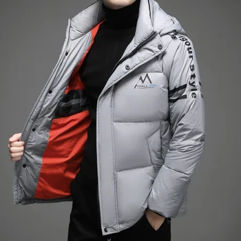 2021 Yeni erkek moda high-end kalın sıcak aşağı ceket Kış baskılı kapüşonlu parka ceket erkekler için Çok renkli seçenekleri