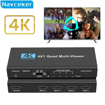 4K HDMI uyumlu Multiviewer 4x1 1080P Çoklu Görüntüleyici Quad Ekran HDMI Çoklu Görüntüleyici Splitter Dikişsiz Switcher IR PC için