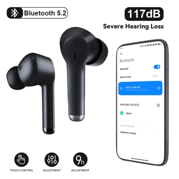 Bluetooth İşitme cihazı Şarj Edilebilir CIC işitme cihazları Telefon APP Dokunmatik Kontrol Uydurma Sağırlık 117Db ses amplifikatörü Audifonos