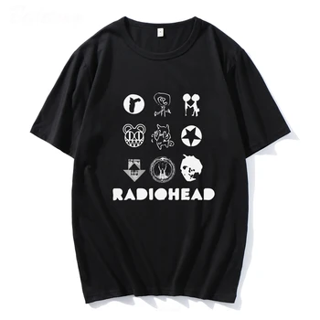 Radiohead Klasik T Shirt Erkek ve Kadın %100 % Pamuk Indie Fanlar Bant Kaya Çocuk Baskı Gevşek Japonya İstasyonu Üstleri Müzik Tees Erkek Üstleri