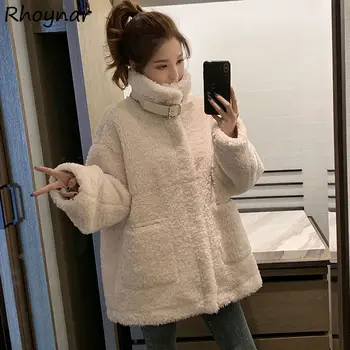 Parkas Kadın Moda Eğlence Rahat Tüm Maç Cepler Kore Dış Giyim Kış Yeni Sıcak Harajuku Femenino Estetik Öğrenciler Şık