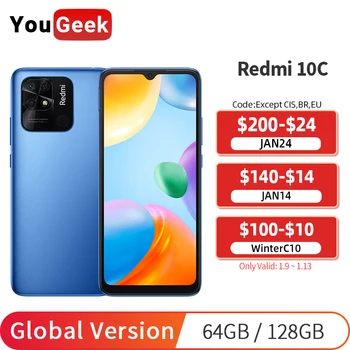 Küresel Sürüm Xiaomi Redmi 10C Smartphone Snapdragon 680 4GB 64GB / 128GB 6.71 