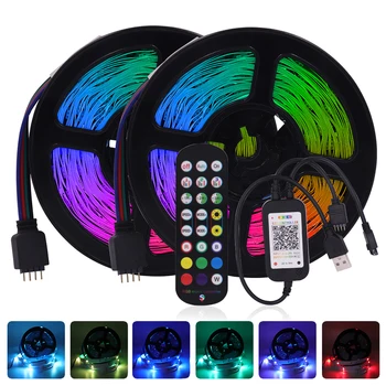 Bluetooth RGB LED şerit ışık 5V USB RGB LED Bant Su Geçirmez Şerit SMD5050 Diyot Esnek LED Dize Masaüstü TV arkaplan ışığı