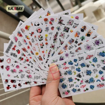 Sevgililer Günü Tırnak Sticker Geri Tutkal Çıkartmaları Sarar Nail Art Etiketler Tırnak Dekorasyon Manikür Aşk Ucu Tırnak Çıkartmaları Tasarımcı
