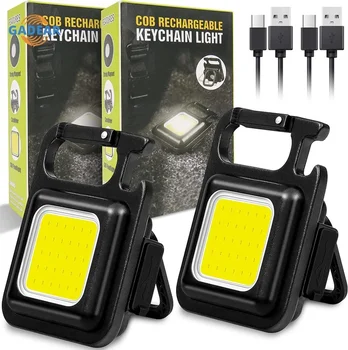 Mini LED ışıklı anahtarlık Çok Fonksiyonlu Taşınabilir USB Şarj Edilebilir Cep Çalışma Işığı Tirbuşon ile Açık Kamp Balıkçılık Tırmanma