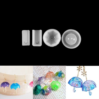 1 Takım 3D Şemsiye Reçine Charm Kalıpları UV Reçine Takı Sıvı silikon kalıp Küpe Anahtarlık Kolye Kalıp DIY Takı Yapımı için