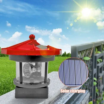 Deniz feneri Şekli LED güneş ışığı akıllı Sensör Beacon Dönen Güneş Lambası Peyzaj Bahçe Çit Yard Açık Dekorasyon