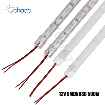 DC12V LED bar ışığı SMD5630 50cm 72LEDs LED Sert Bar şerit ışık Soğuk Beyaz LED Alüminyum sert şerit Su Geçirmez Kapaklı