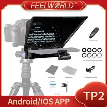Feelworld TP2 Taşınabilir Mini Teleprompter Telefon DSLR Kayıt Canlı Yayın Mobil Video Çekim Uzaktan Kumanda ile