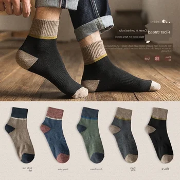5 Çift / takım Harajuku Çorap Sonbahar Kış sıcak erkek Çorapları Thicke Havlu Havlu Pamuklu Çorap kaymaz Baskı erkek Moda Çorap