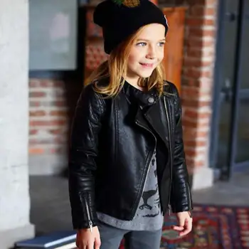 Ilkbahar Sonbahar Yeni Çocuklar PU deri ceketler Erkek Bebek Kız Giysileri Moda Fermuar Motosiklet PU Ceket Uzun Kollu Giyim Y599
