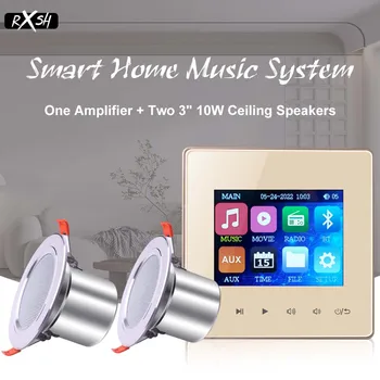 Akıllı Mini Duvar Amplifikatör Kapalı Ev Arka Plan Müzik Sistemi 2.8 İnç Ekran Dokunmatik Tuş Stereo Ses Video Ses Paneli 4 * 25W