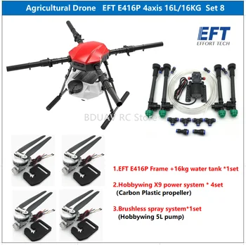YENİ EFT E416P 16L 16kg Tarım sprey drone çerçeve kiti dört eksenli Katlanır Quadcopter Hobbywing X9 güç sistemi İHA