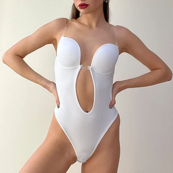 Seksi Tam Vücut Şekillendirici Sütyen Kadın Derin V Cabrio Sütyen Tanga Shapewear Backless Görünmez Push Up İç Çamaşırı Zayıflama Bodysuit