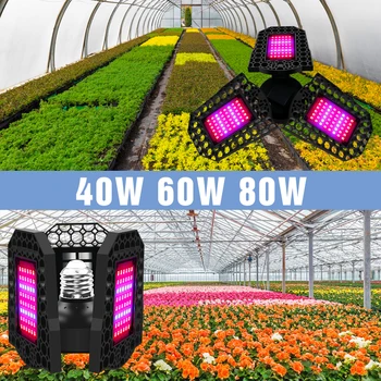 LED Phyto büyümek lamba E27 Phytolamp LED tam spektrum büyüme ışık hidroponik bitki ampul 40W 60W 80W Sera fideleri büyüyen