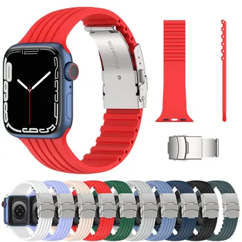 Silikon Band Apple saat kayışı 45mm 41mm 44mm 40mm 38mm 42mm Smartwatch Watchband bilezik iWatch İçin 7 3 4 5 6se Kayış