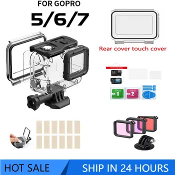 GoPro Hero 5 6 7 Siyah su geçirmez muhafaza Kılıf Sualtı Sürüş Git Pro 5 6 Koruyucu Dalış Kapak Eylem Kamera Aksesuarları