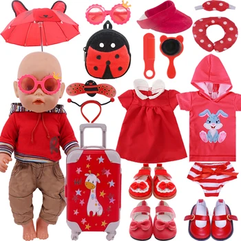 Oyuncak bebek giysileri Kırmızı Etek Kapaklı Ayakkabı Aksesuarları İçin Uygun 18 İnç Amerikan Bebek Ve 43cm Yeniden Doğmuş Bebek DIY Oyuncaklar