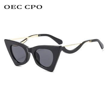 OEC CPO Vintage Kedi Göz Güneş Kadınlar Marka Retro güneş gözlüğü Kadın Seksi Üçgen Gözlük Bayanlar Oculos De Sol UV400