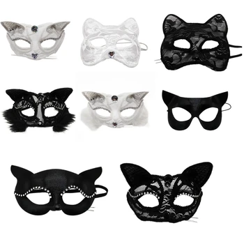 kedi dantel maske Cadılar Bayramı partisi maskeleri dantel maske maskeli balo seksi dantel yüz için