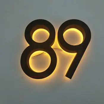 Reklam dijital tabela ev numarası için özel paslanmaz çelik arkadan aydınlatmalı 3d yüz led akrilikler